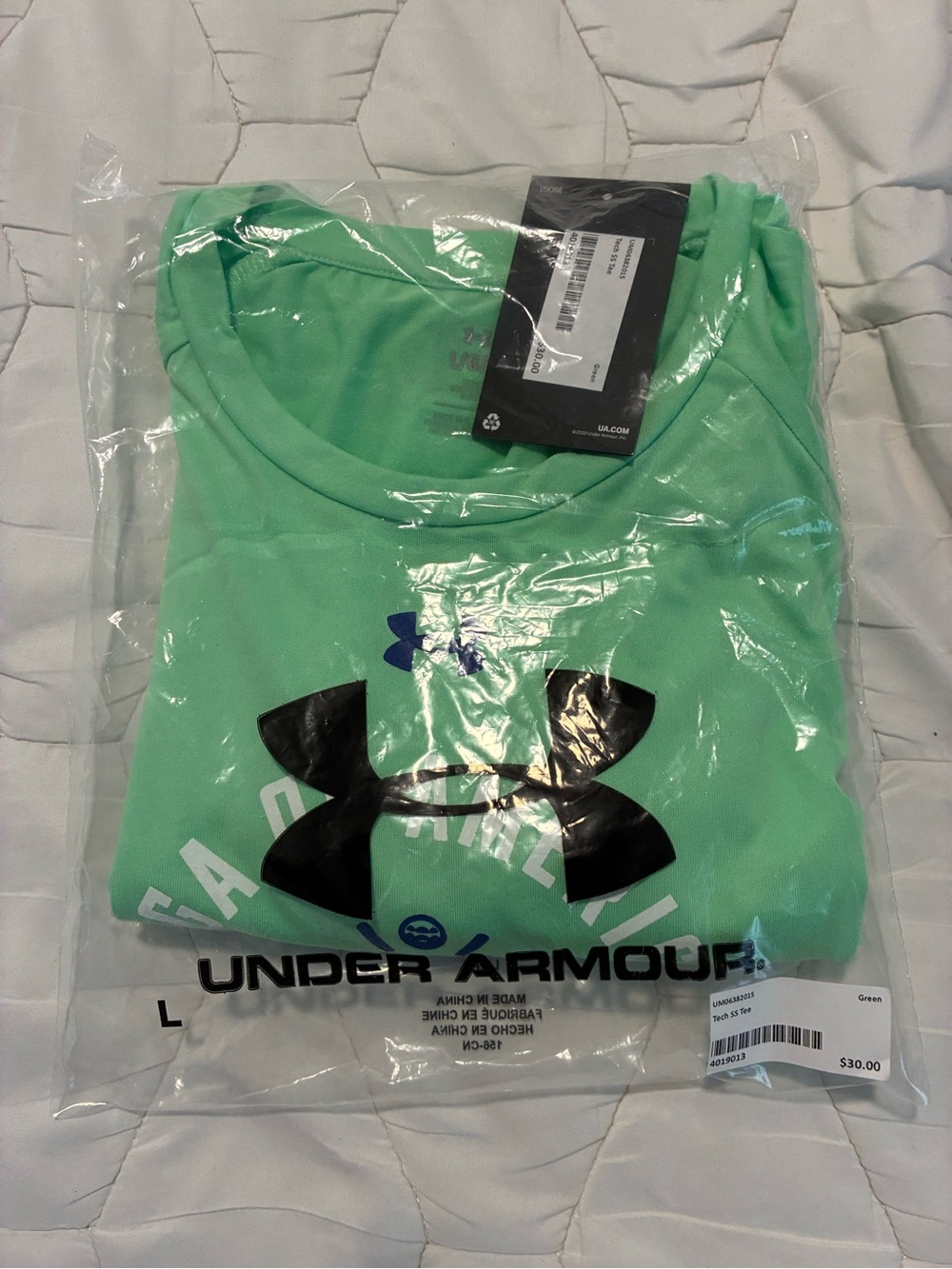 Under Armour Light Green Tee with Navy Logo